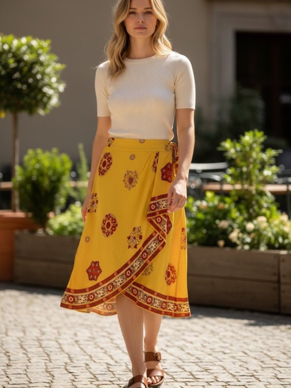Tahari 100% Silk women's Paisley multicolor wrap skirt style size 6 vintage